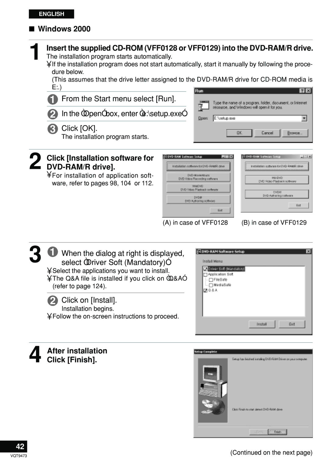 Panasonic LF-D321 manual Windows, After installation Click Finish 