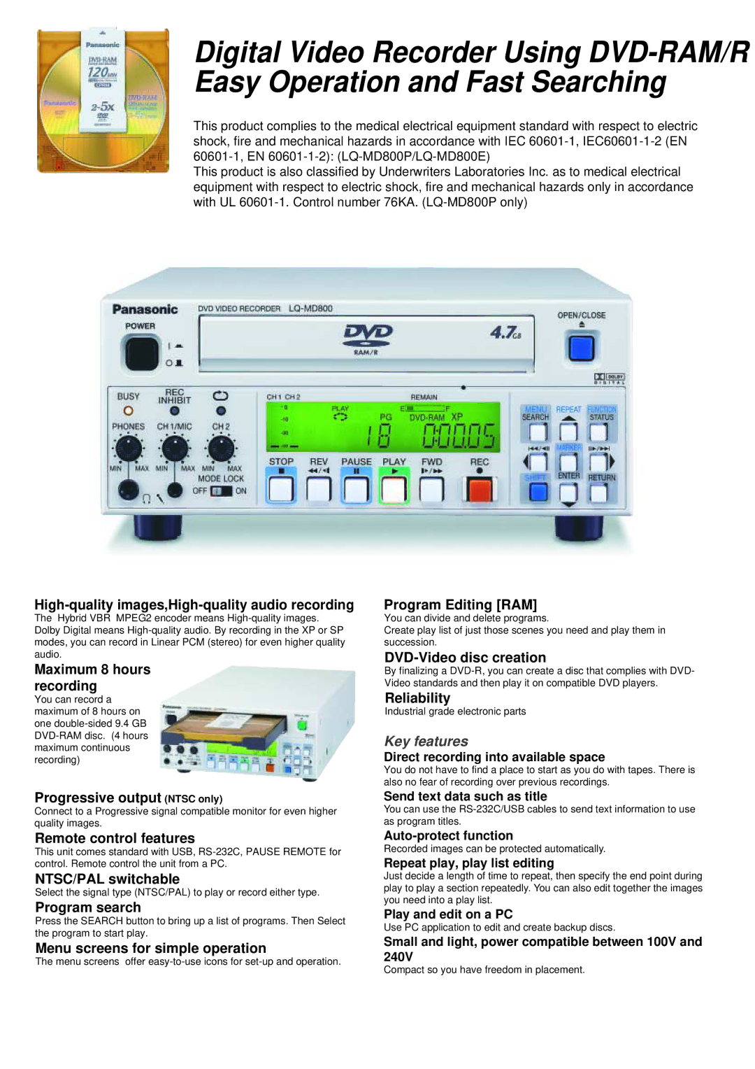 Panasonic LQ-MD800 manual Direct recording into available space, Send text data such as title, Auto-protect function 