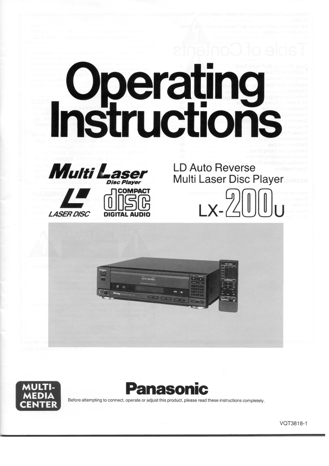 Panasonic LX-200U manual 