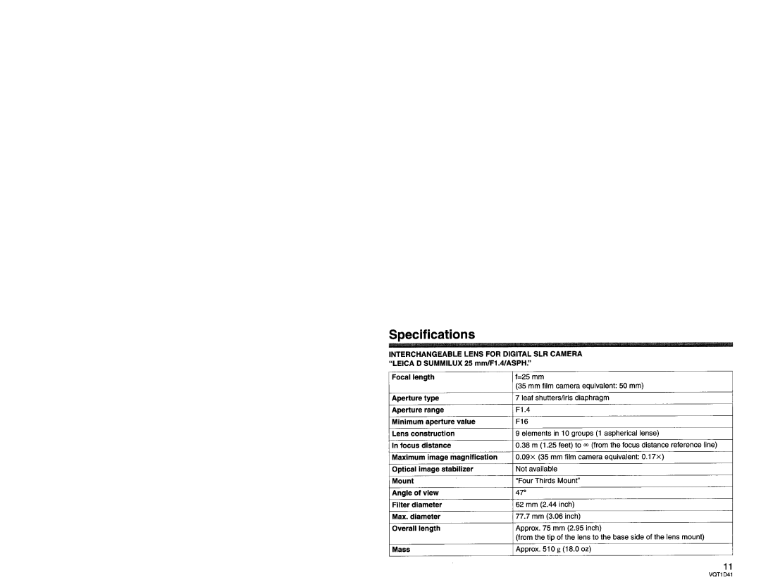 Panasonic LX025 manual 