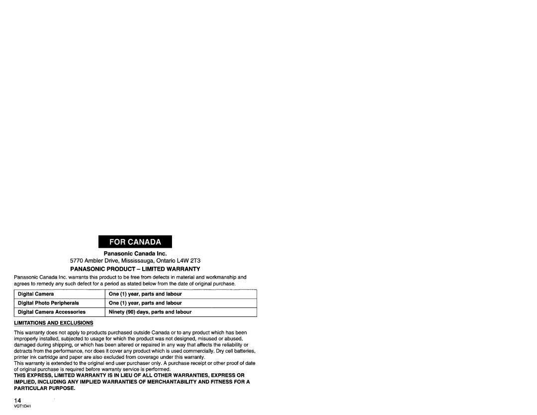 Panasonic LX025 manual 