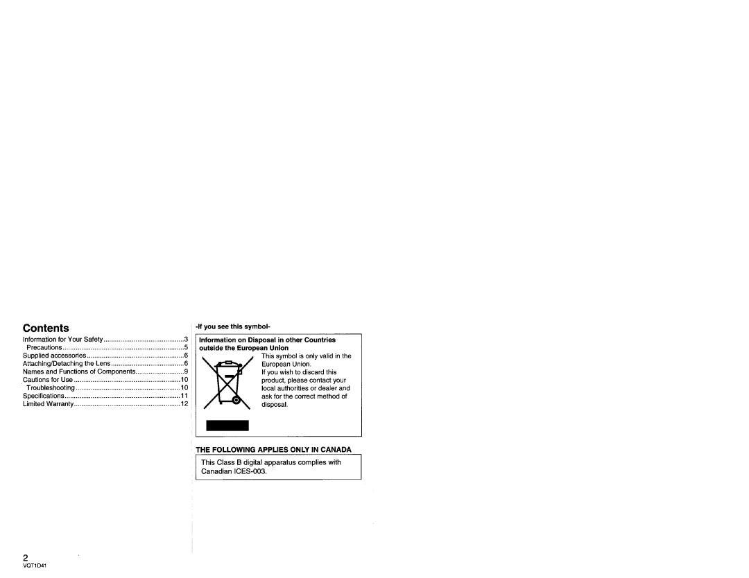 Panasonic LX025 manual 