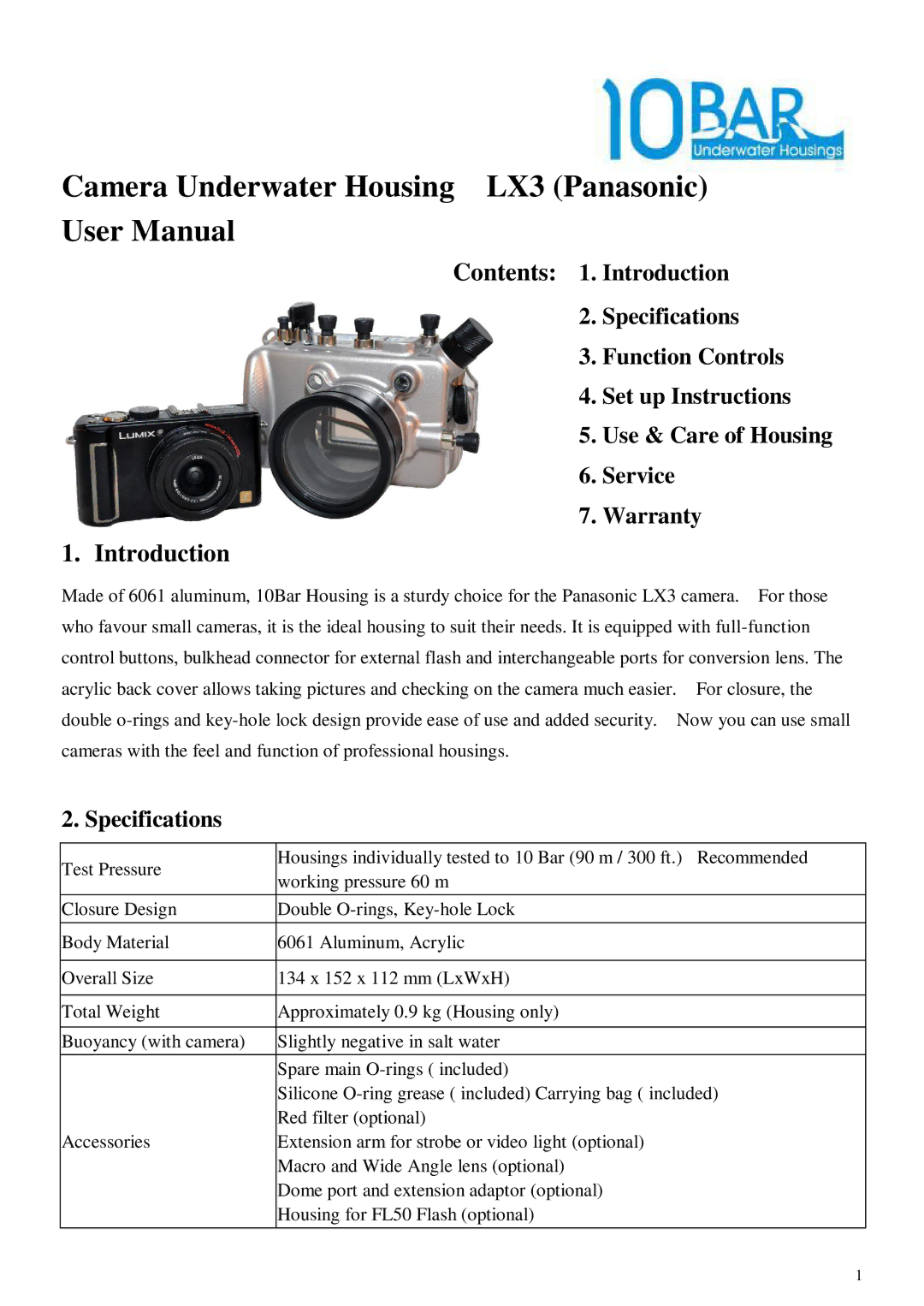 Panasonic user manual Camera Underwater Housing LX3 Panasonic 