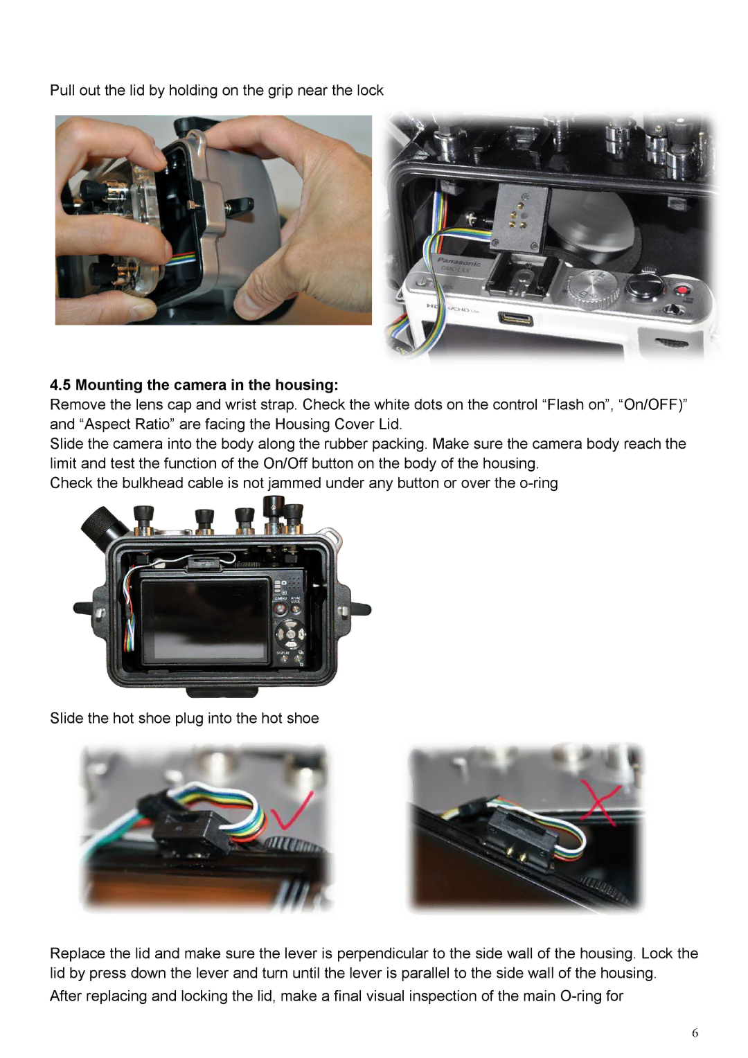 Panasonic LX5 user manual Mounting the camera in the housing 