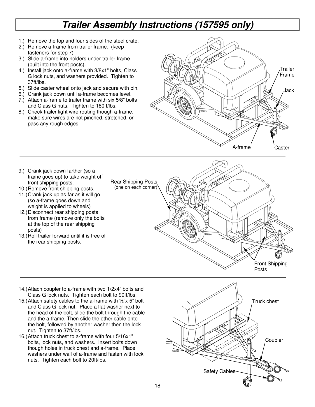 Panasonic M157594J specifications Trailer Assembly Instructions 157595 only 