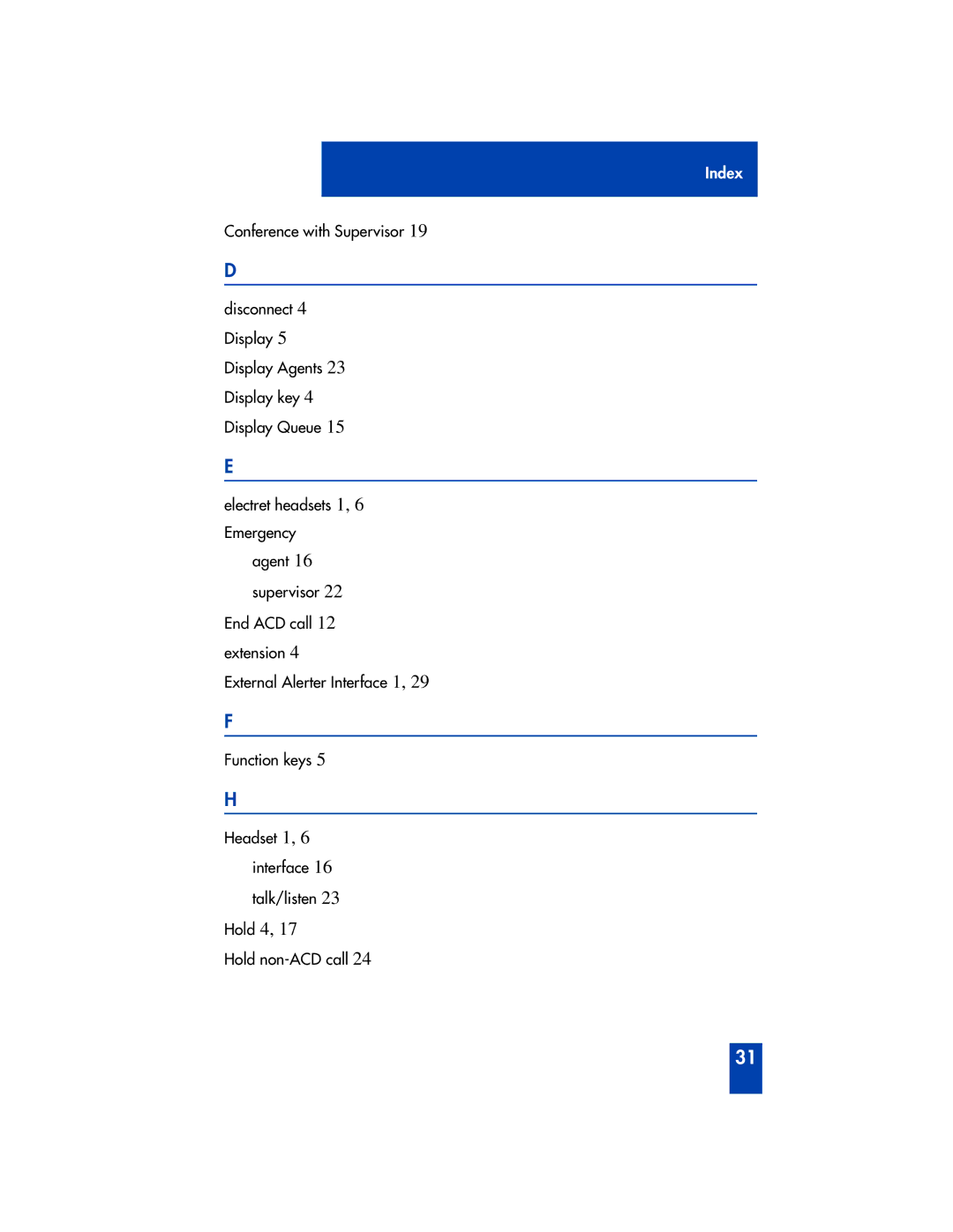 Panasonic M2216ACD manual Index 