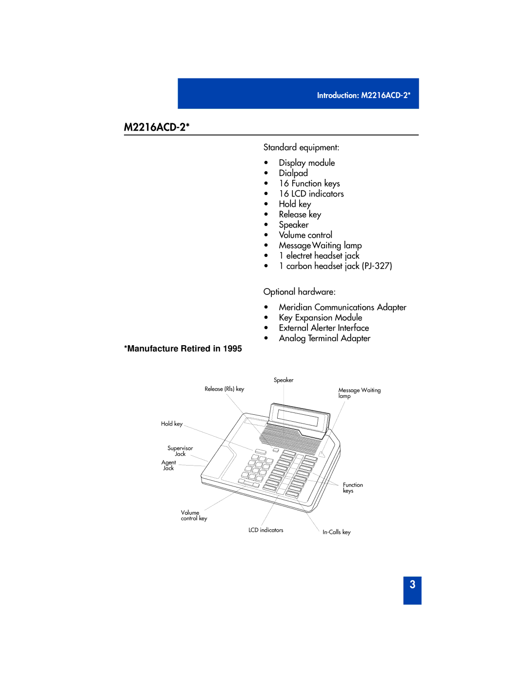 Panasonic manual M2216ACD-2, Manufacture Retired 