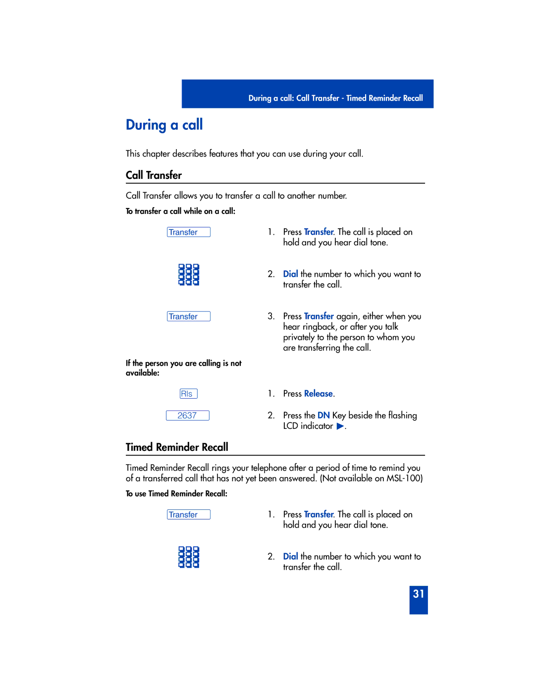 Panasonic M2616 manual During a call, Timed Reminder Recall 