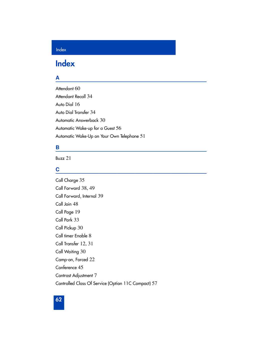 Panasonic M2616 manual Index 