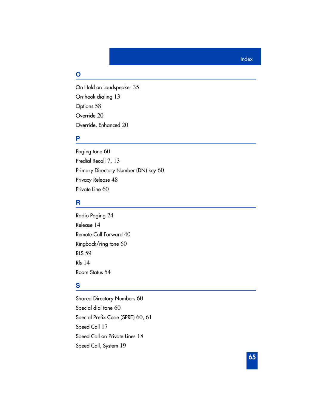 Panasonic M2616 manual Index 