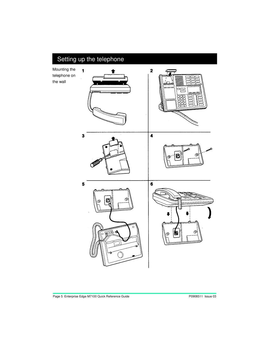 Panasonic M7100 manual Mounting Telephone on Wall 