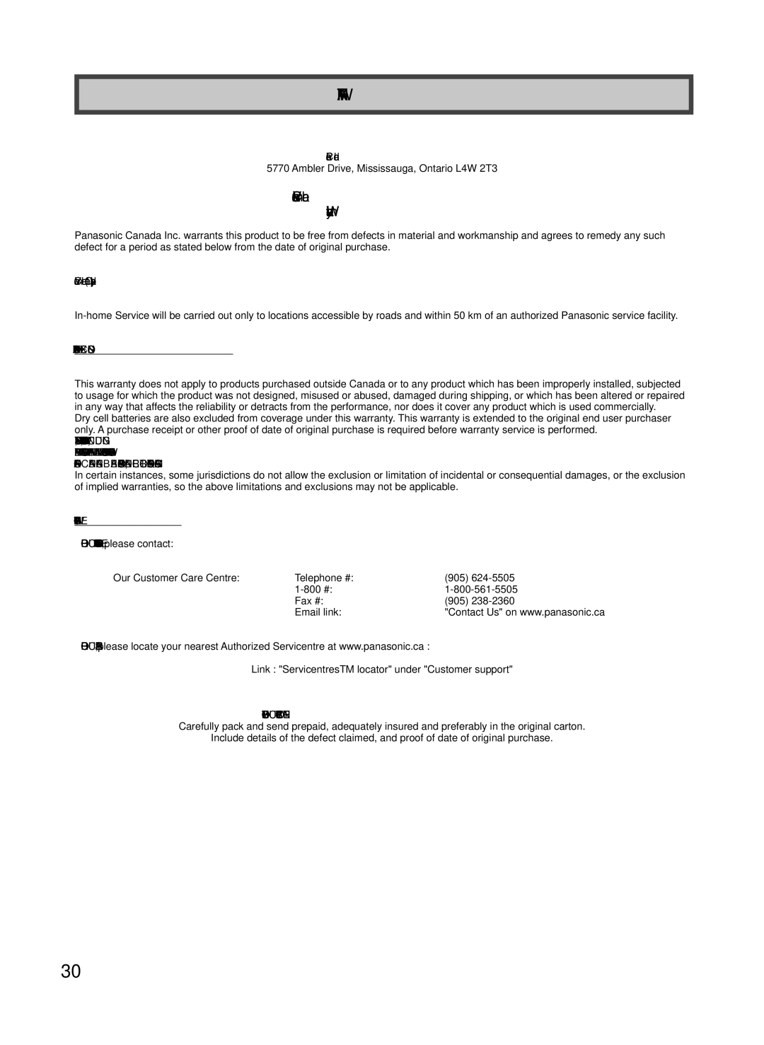 Panasonic MC-CG887, MC-CG885 Limitations and Exclusions, Warranty Service, If YOU Ship the Product to a Servicentre 