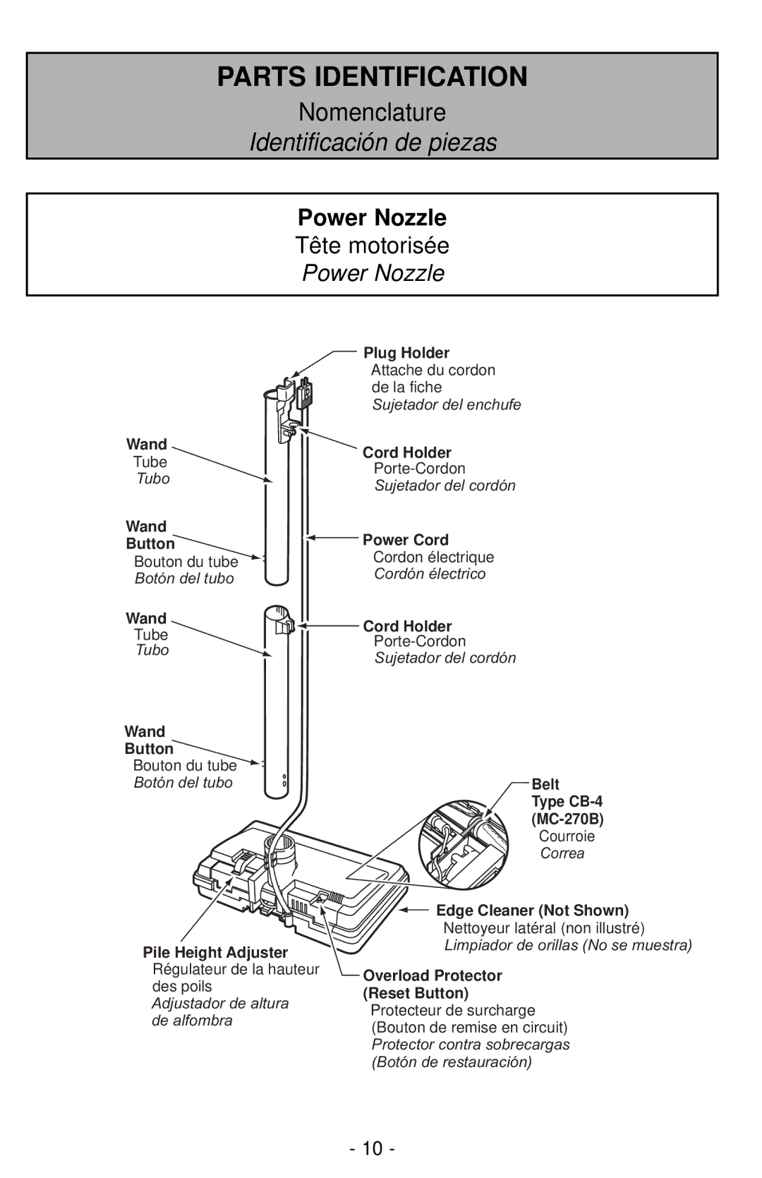 Panasonic MC-CG901 operating instructions Power Nozzle, Tête motorisée 