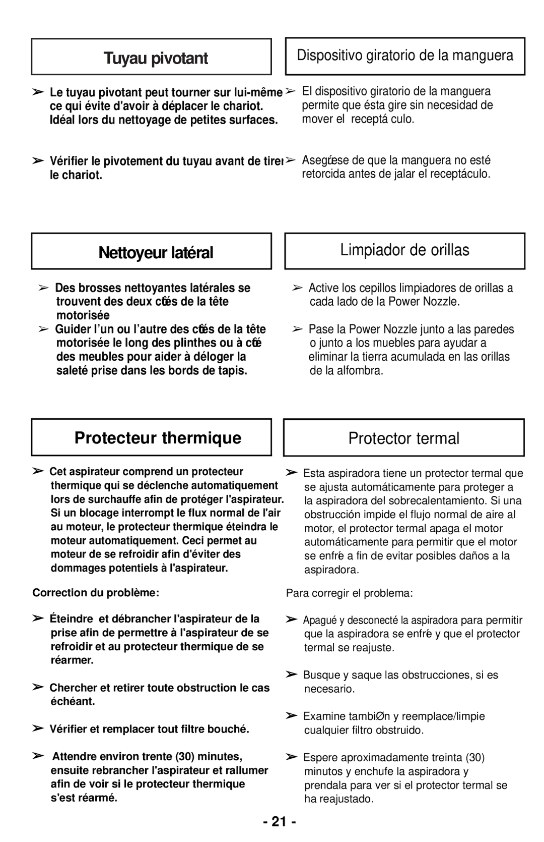 Panasonic MC-CG901 Tuyau pivotant, Nettoyeur latéral, Limpiador de orillas, Protecteur thermique, Protector termal 