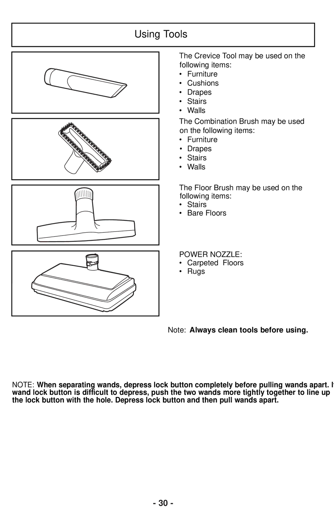 Panasonic MC-CG901 operating instructions Using Tools 