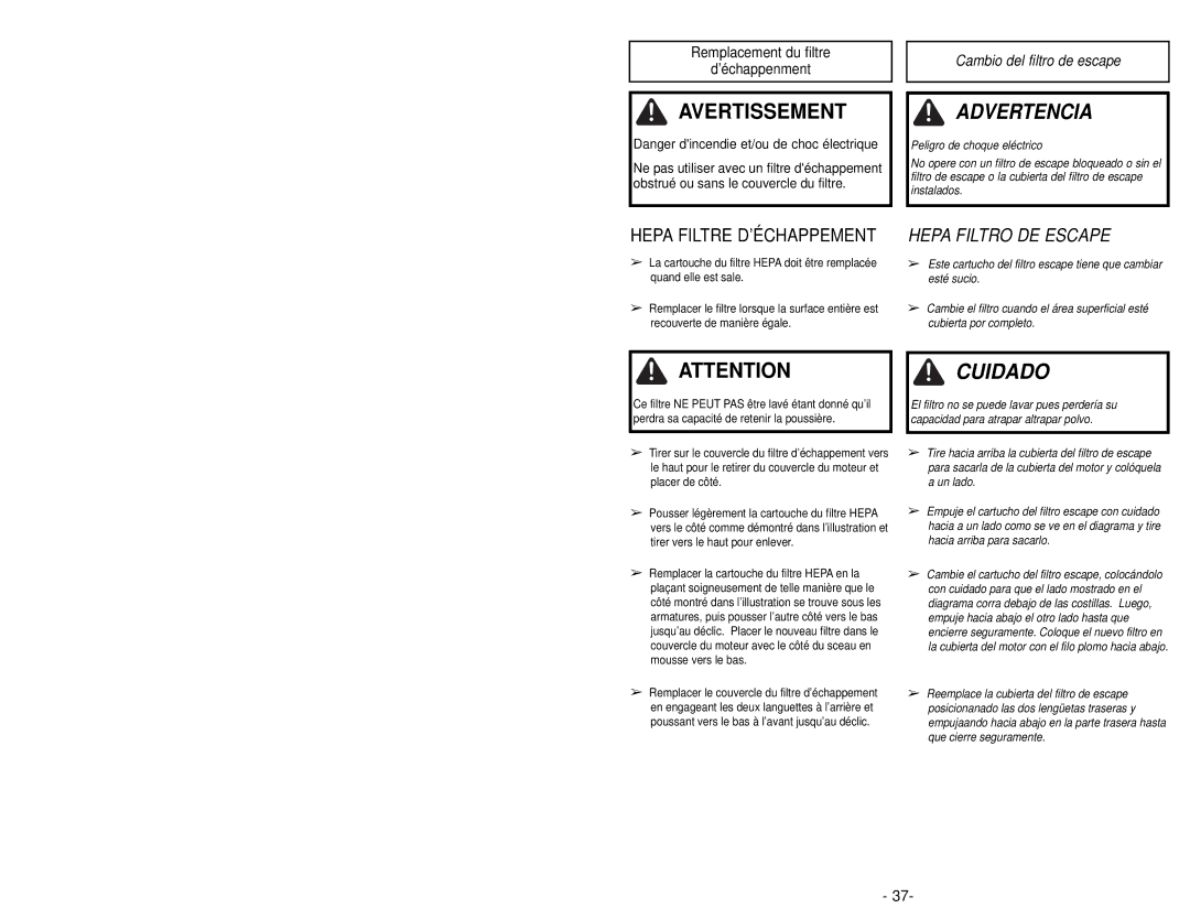 Panasonic MC-CG902 manuel dutilisation Avertissement 