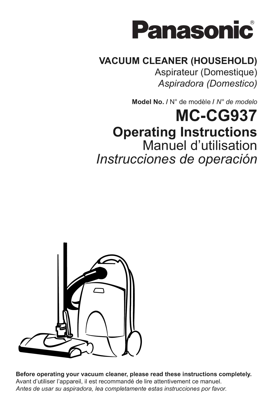 Panasonic MC-CG937 operating instructions 