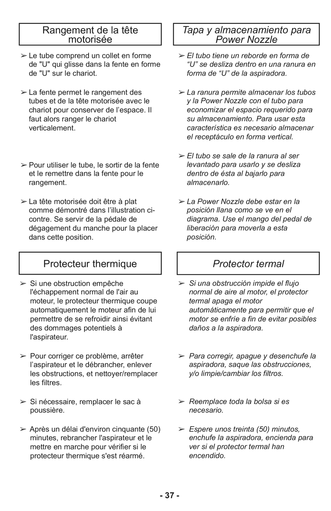 Panasonic MC-CG937 Rangement de la tête Motorisée, Tapa y almacenamiento para Power Nozzle, Protecteur thermique 