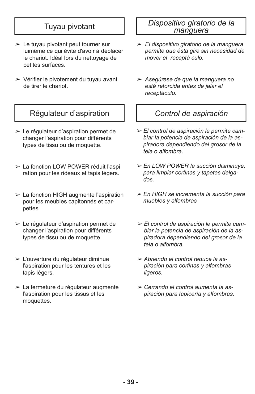 Panasonic MC-CG937 Tuyau pivotant, Dispositivo giratorio de la Manguera, Régulateur d’aspiration, Control de aspiración 