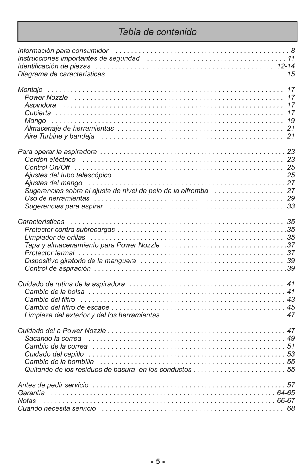 Panasonic MC-CG937 operating instructions Tabla de contenido 