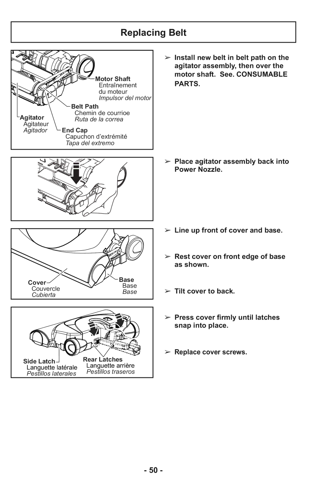 Panasonic MC-CG937 operating instructions Replacing Belt 