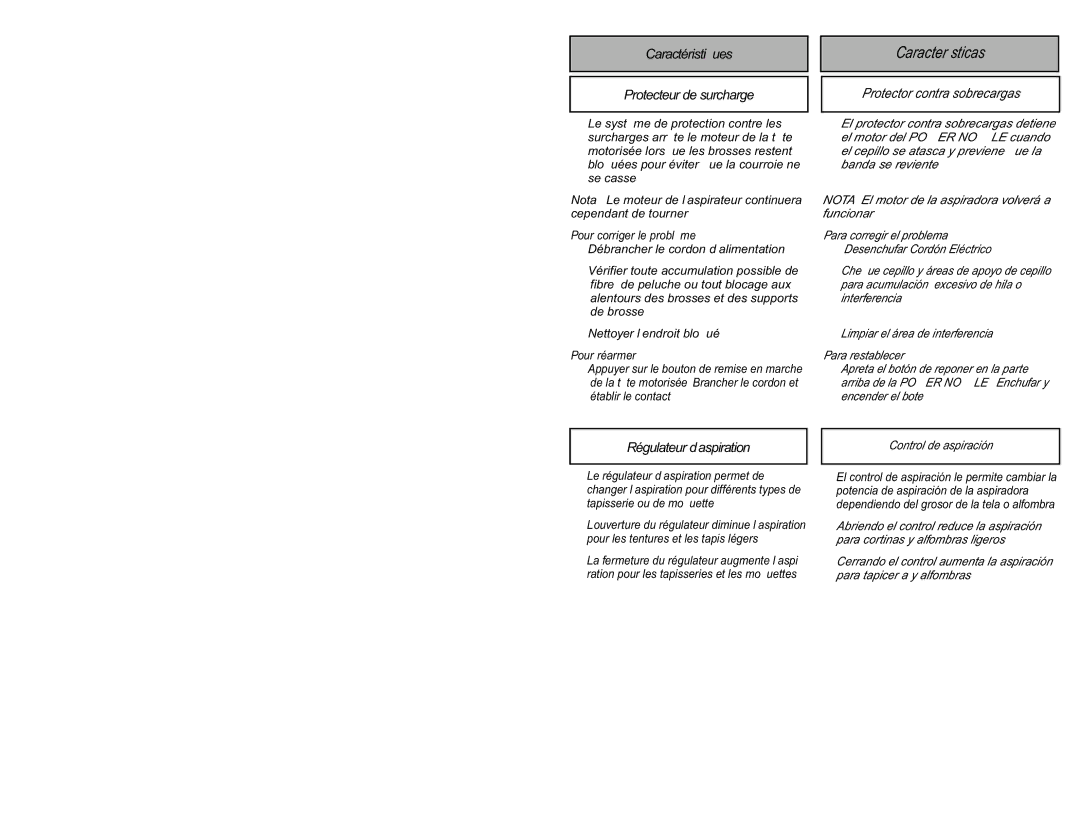 Panasonic MC-CG973 operating instructions Características, Protector contra sobrecargas 