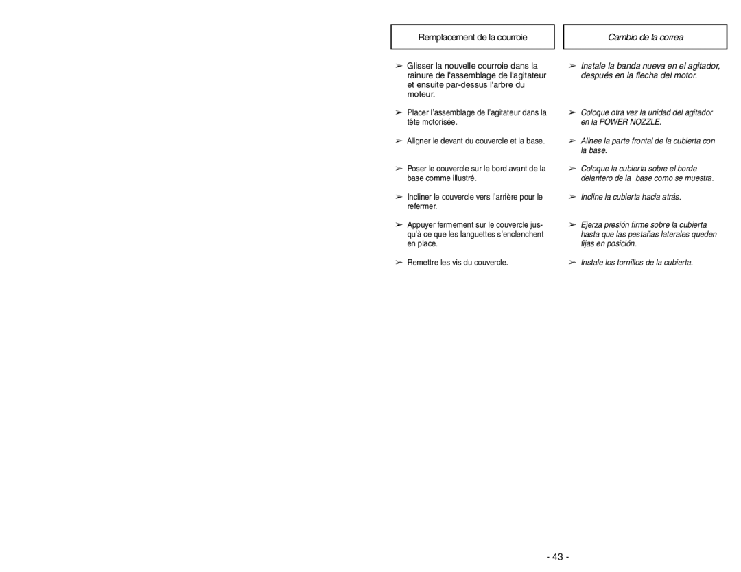 Panasonic MC-CG973 operating instructions Cambio de la correa 