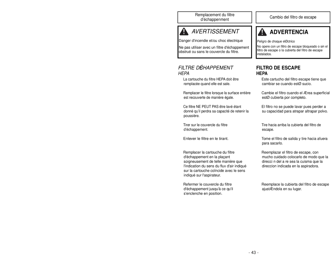 Panasonic MC-CG985 operating instructions Avertissement 