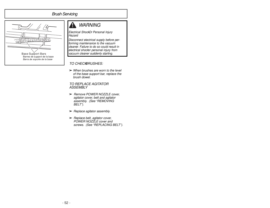 Panasonic MC-CG985 operating instructions Brush Servicing, To Replace Agitator Assembly 