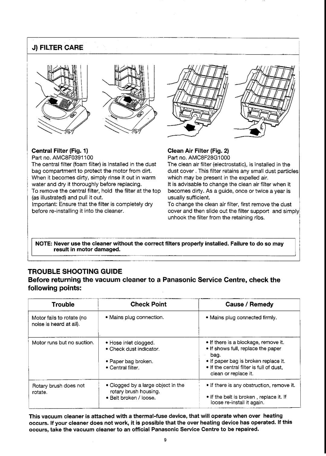 Panasonic MC-E456, MC-E455, mc-e457 manual 