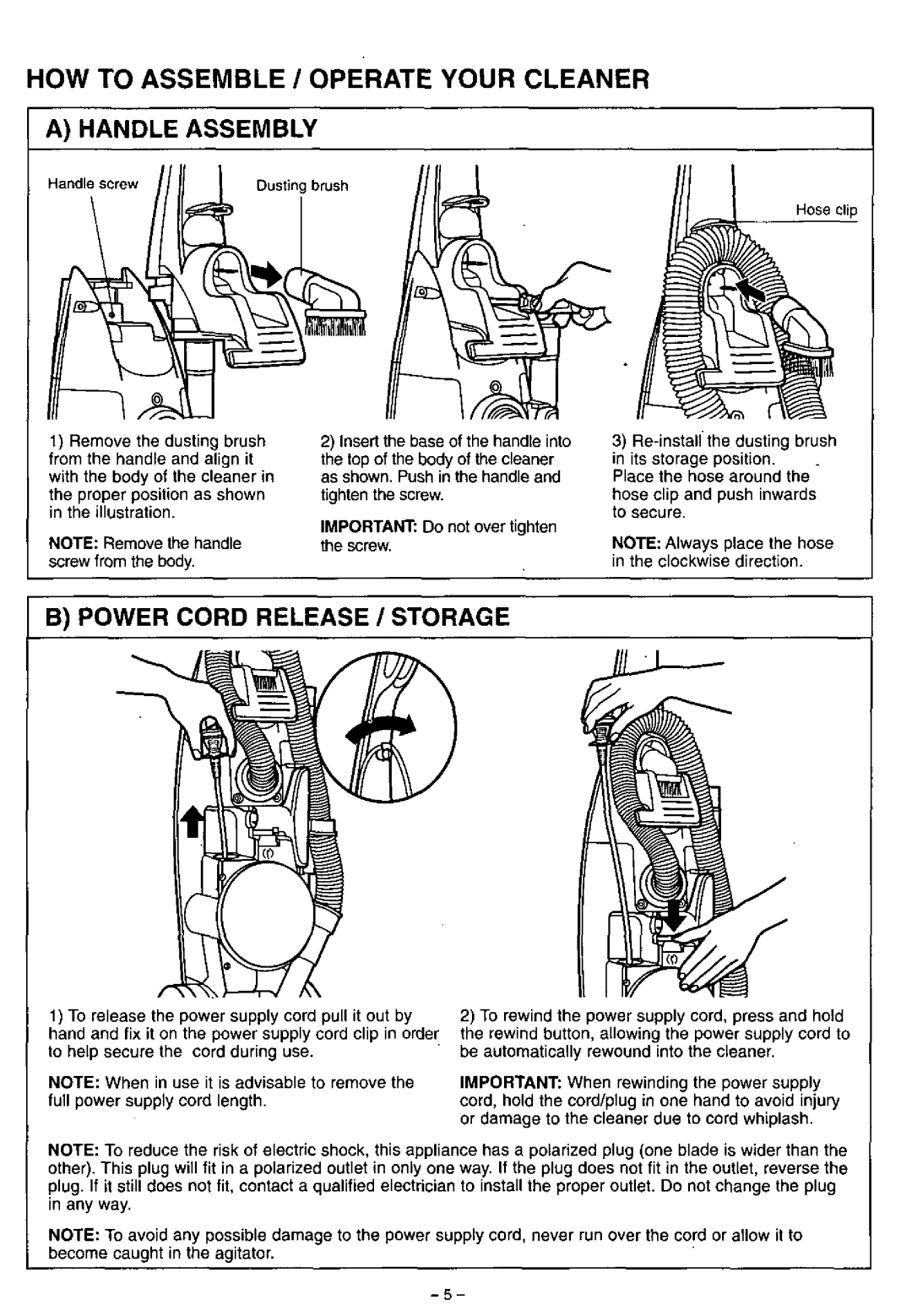 Panasonic MC-E583 manual 