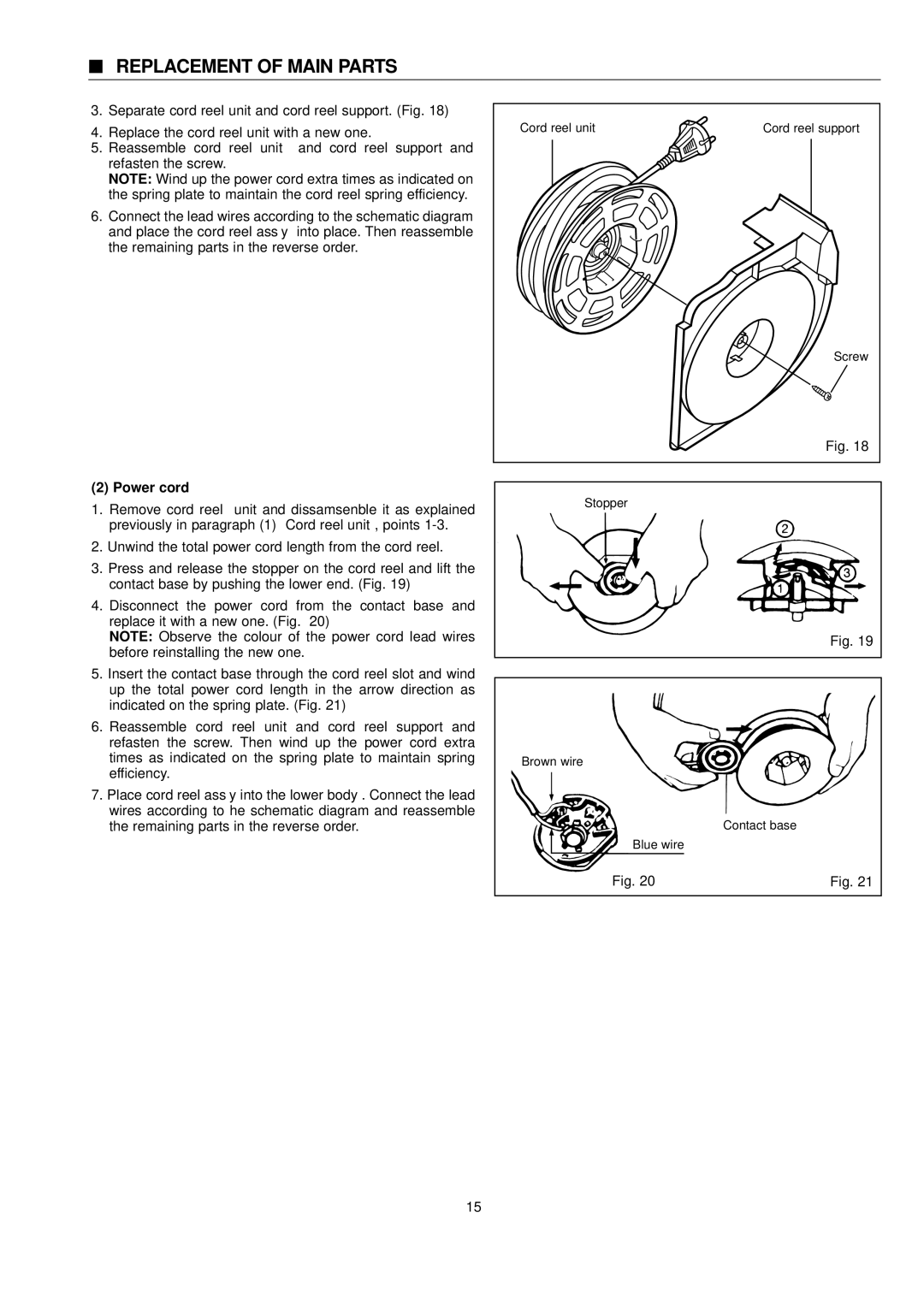 Panasonic MC-E761 specifications Power cord 