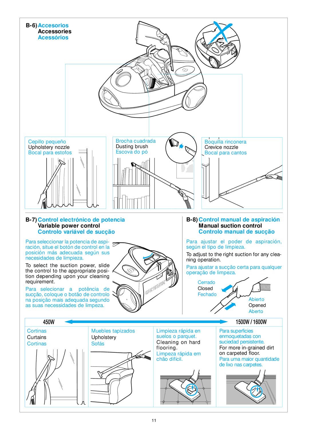 Panasonic MC-E881, MC-E886, MC-E883, MC-E885 operating instructions 6Accesorios, Acessórios 