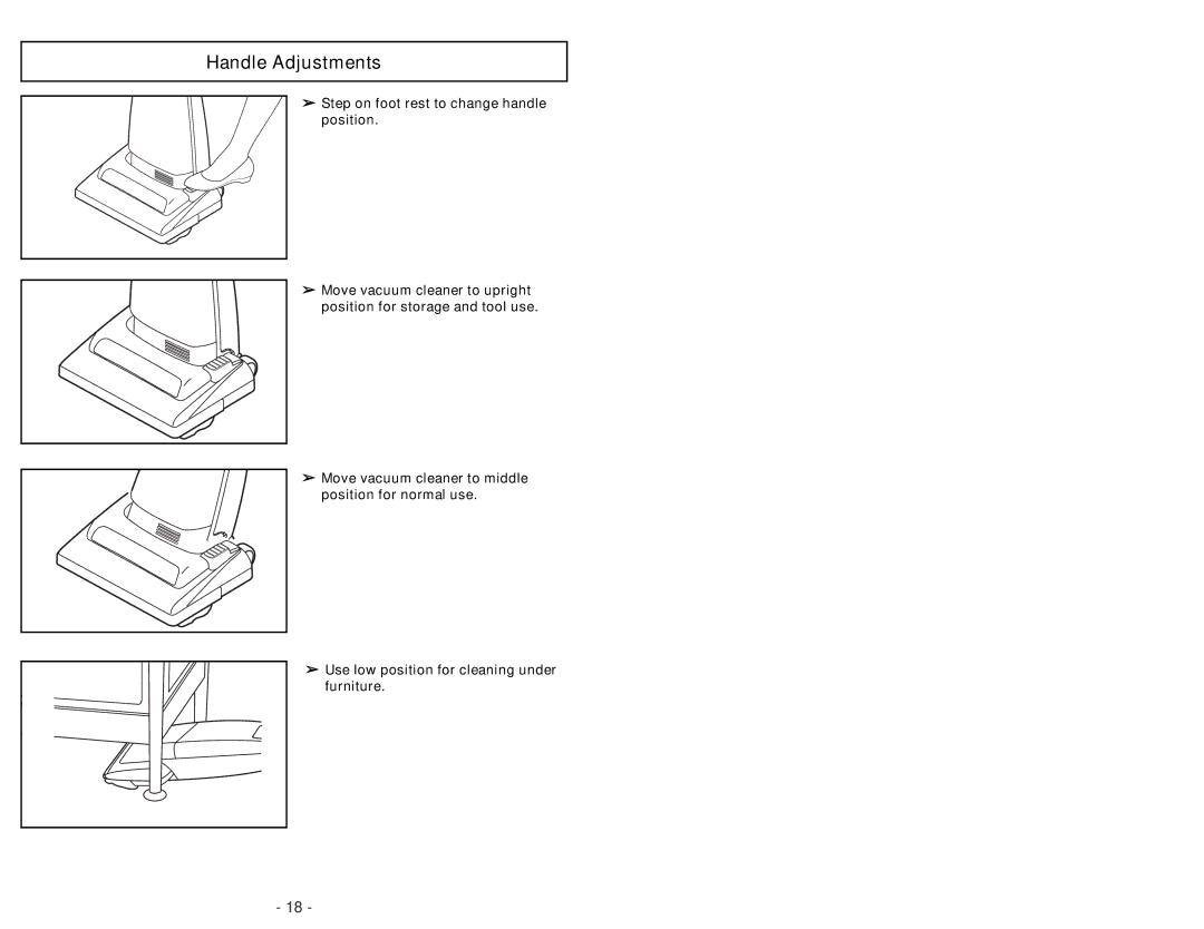 Panasonic MC-GG213 manuel dutilisation Handle Adjustments 