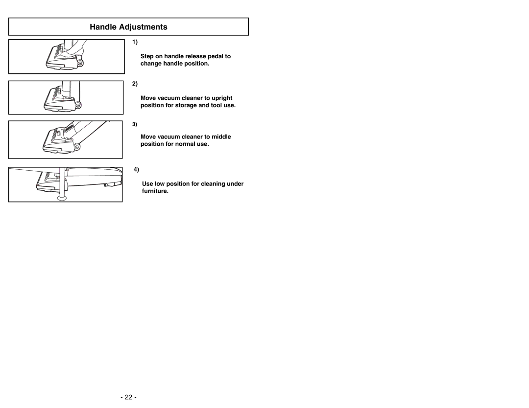 Panasonic MC-GG283 manuel dutilisation Handle Adjustments 