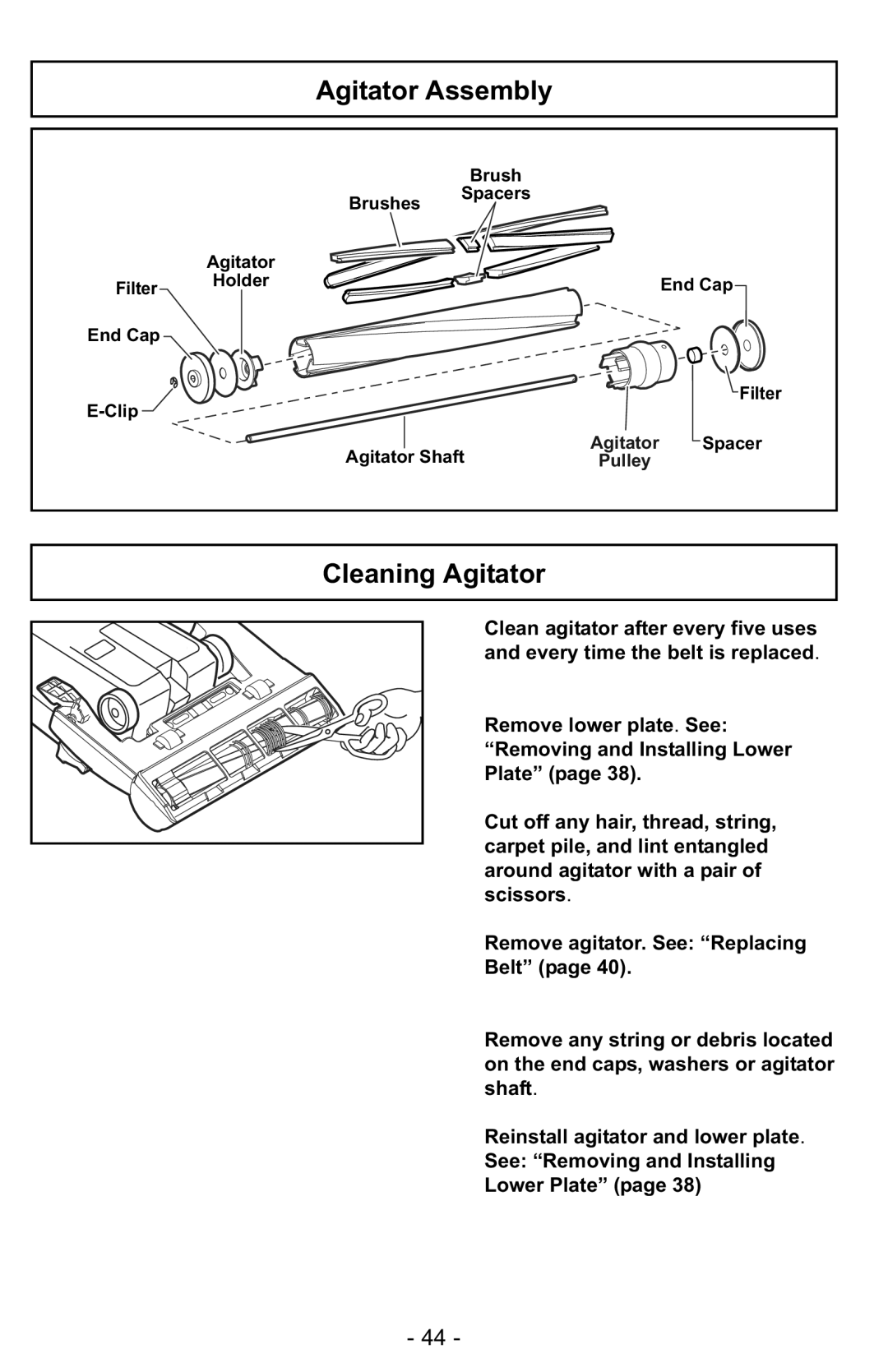 Panasonic MC-GG525 manuel dutilisation Agitator Assembly, Cleaning Agitator 