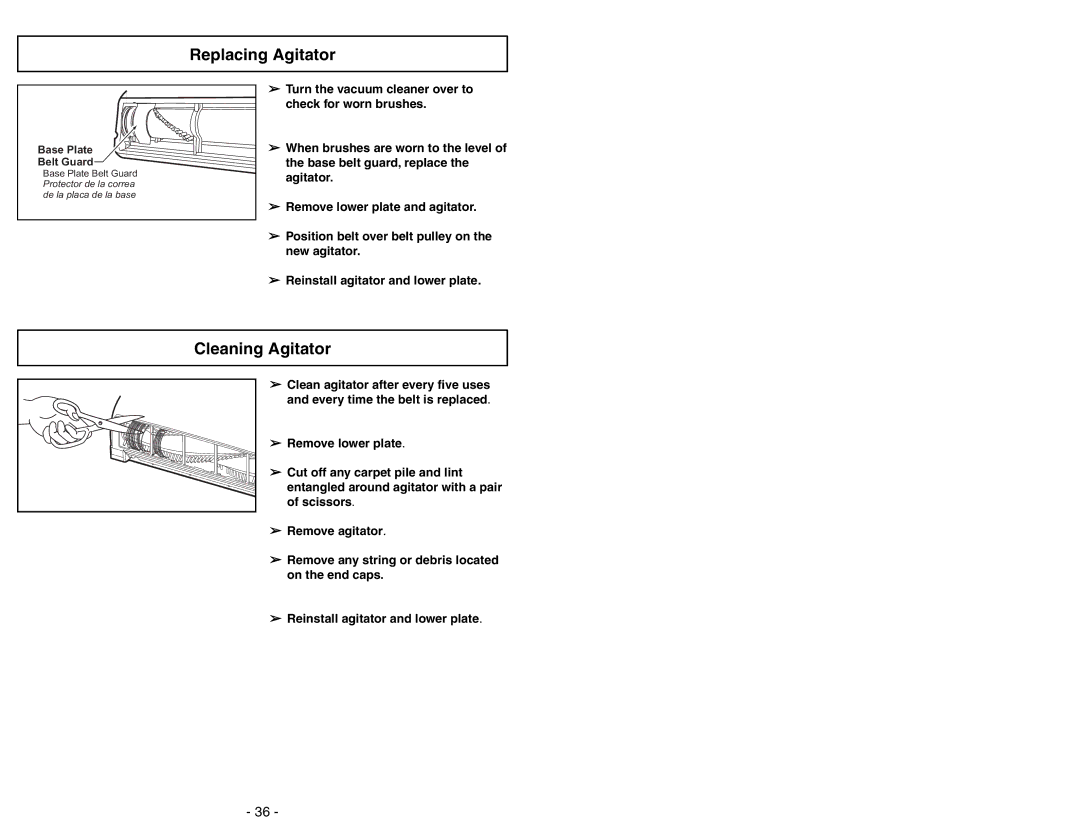 Panasonic MC-UG471 operating instructions Replacing Agitator, Cleaning Agitator 