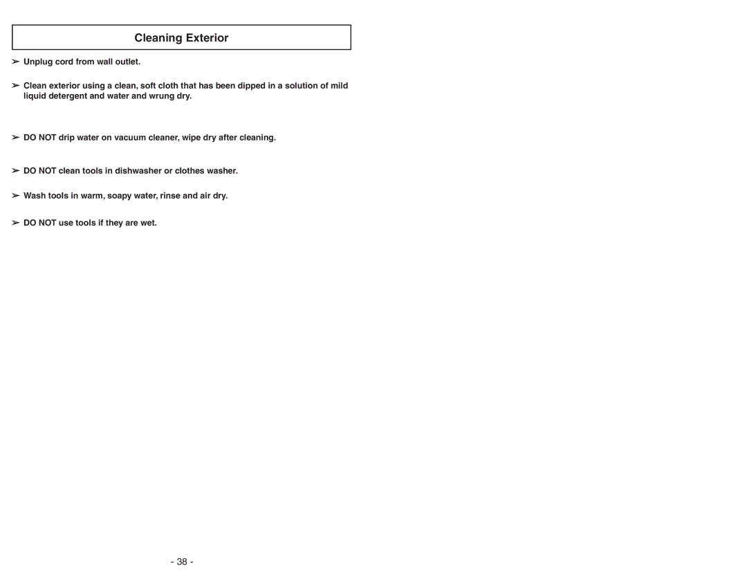 Panasonic MC-UG471 operating instructions Cleaning Exterior 