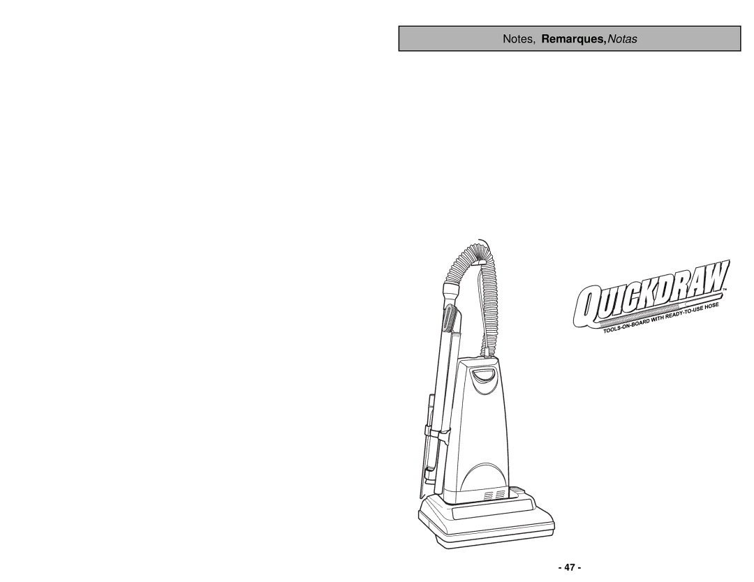 Panasonic MC-UG502 operating instructions Table of Contents 