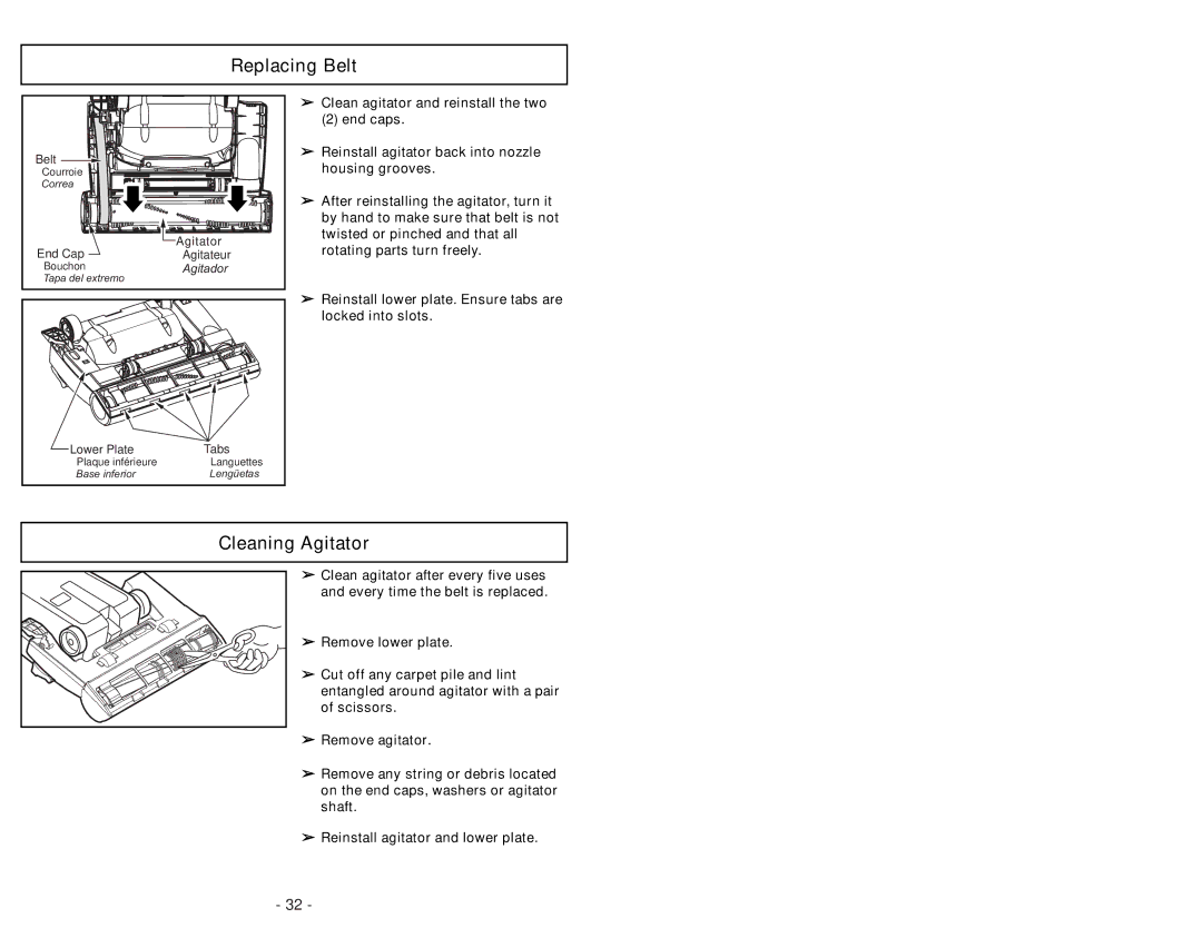 Panasonic MC-UG504 operating instructions Cleaning Agitator, End Cap 