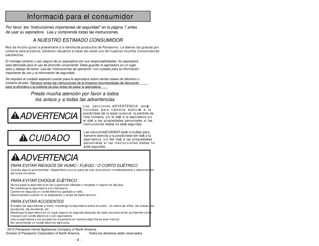 Panasonic MC-UG509 manuel dutilisation 