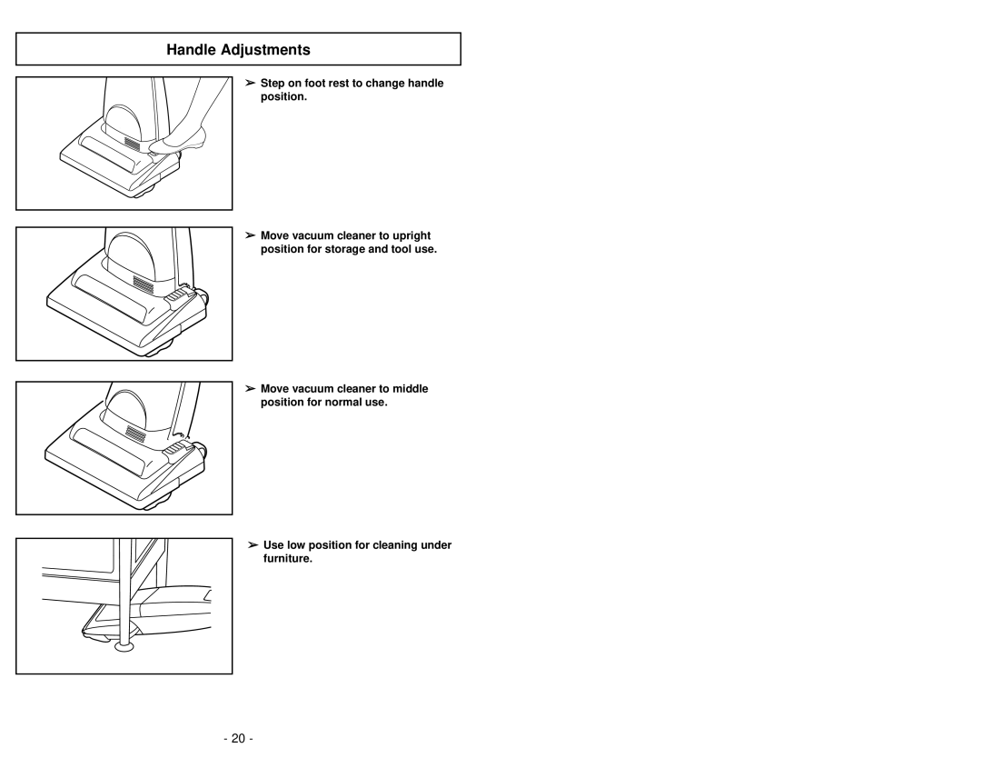 Panasonic MC-UG581 manuel dutilisation Handle Adjustments 