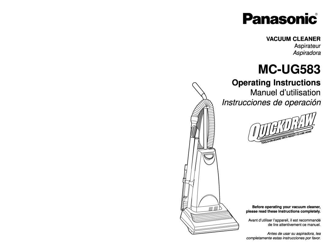 Panasonic MC-UG583 operating instructions Vacuum Cleaner, Aspiradora, Aspirateur 