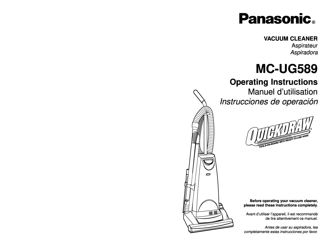 Panasonic MC-UG589 manuel dutilisation Vacuum Cleaner, Aspiradora, Aspirateur 