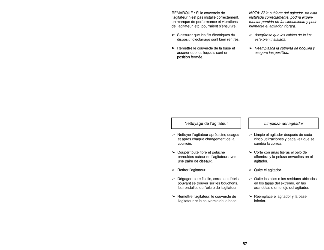 Panasonic MC-UG693 manuel dutilisation Limpieza del agitador 