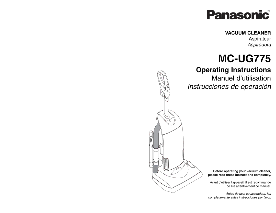 Panasonic MC-UG775 manuel dutilisation Vacuum Cleaner 