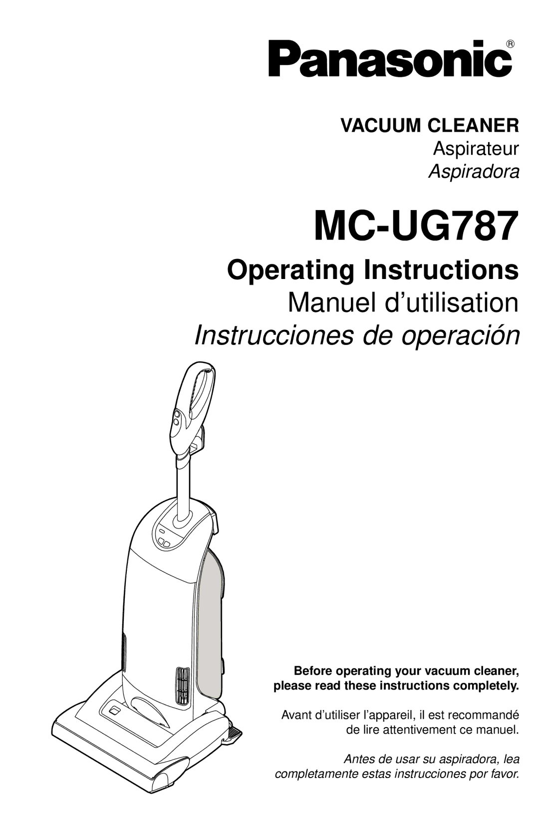 Panasonic MC-UG787 manuel dutilisation 