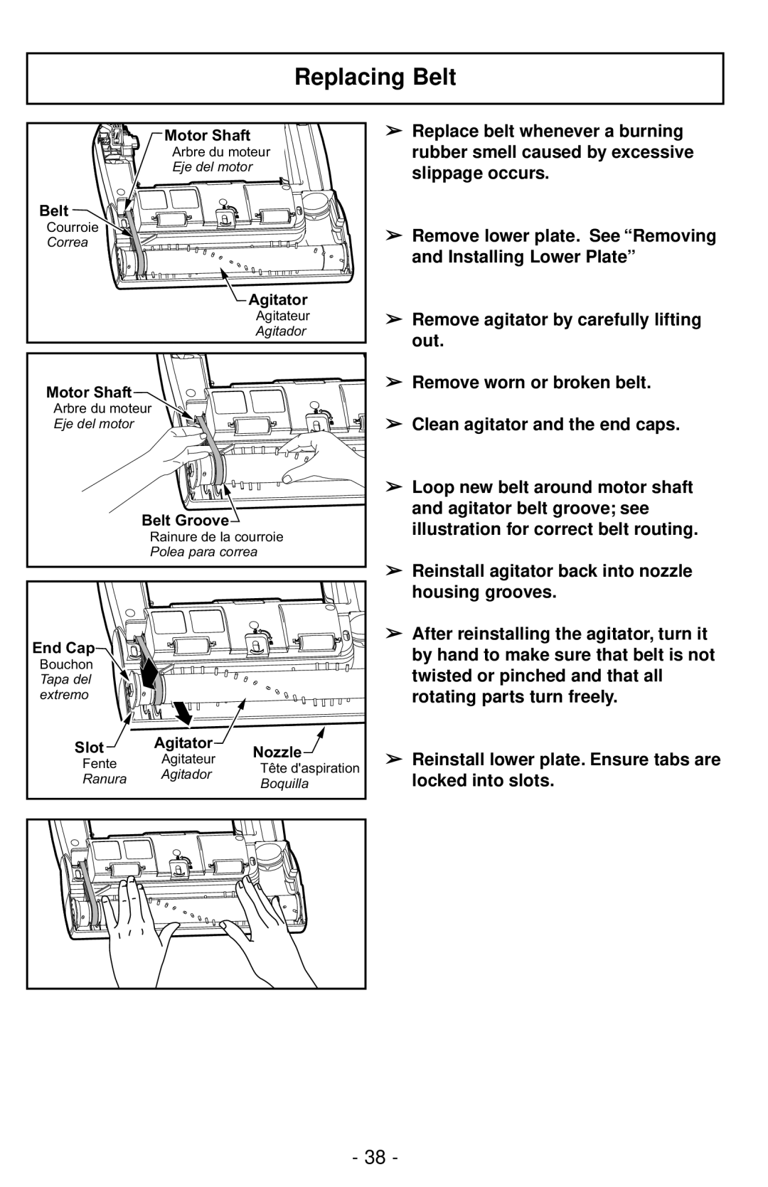 Panasonic MC-UG787 manuel dutilisation Replacing Belt 