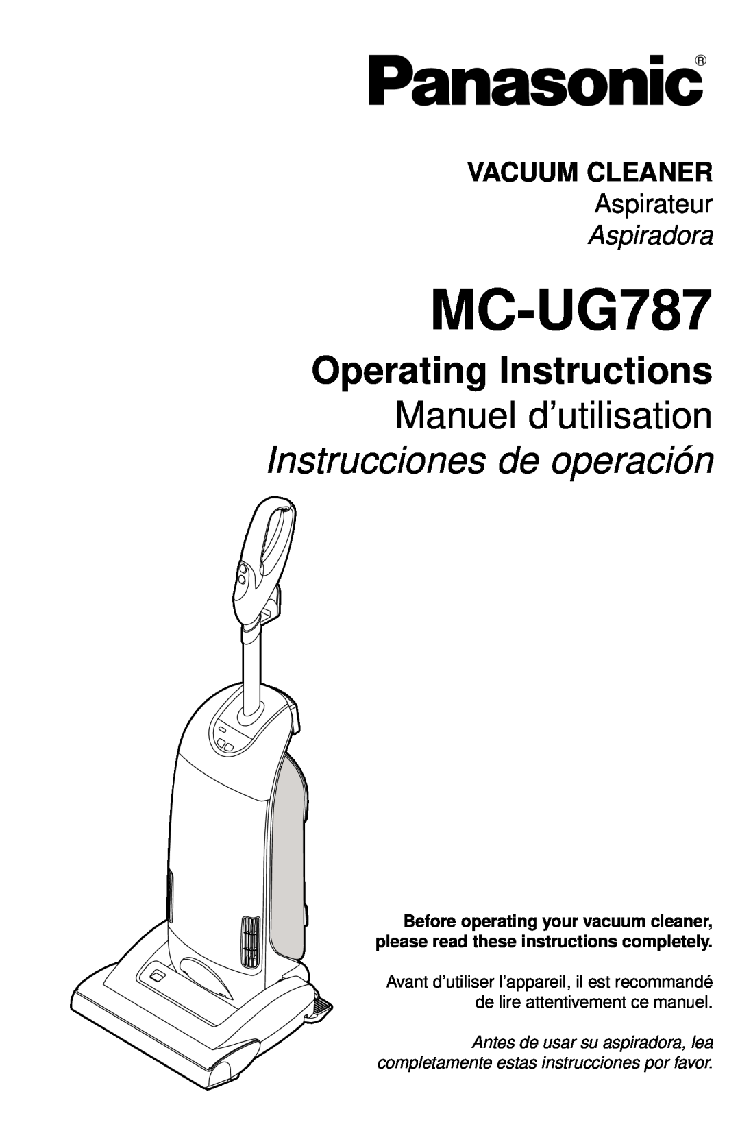 Panasonic MC-UG787 manuel dutilisation Vacuum Cleaner, Aspirateur, Aspiradora 