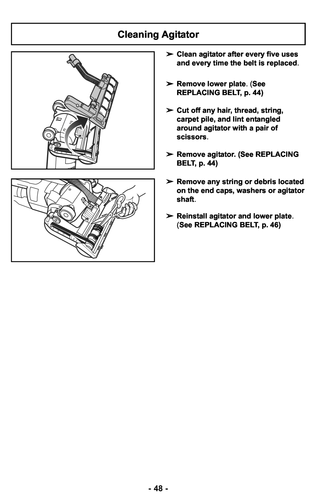 Panasonic MC-UL427 operating instructions Cleaning Agitator 